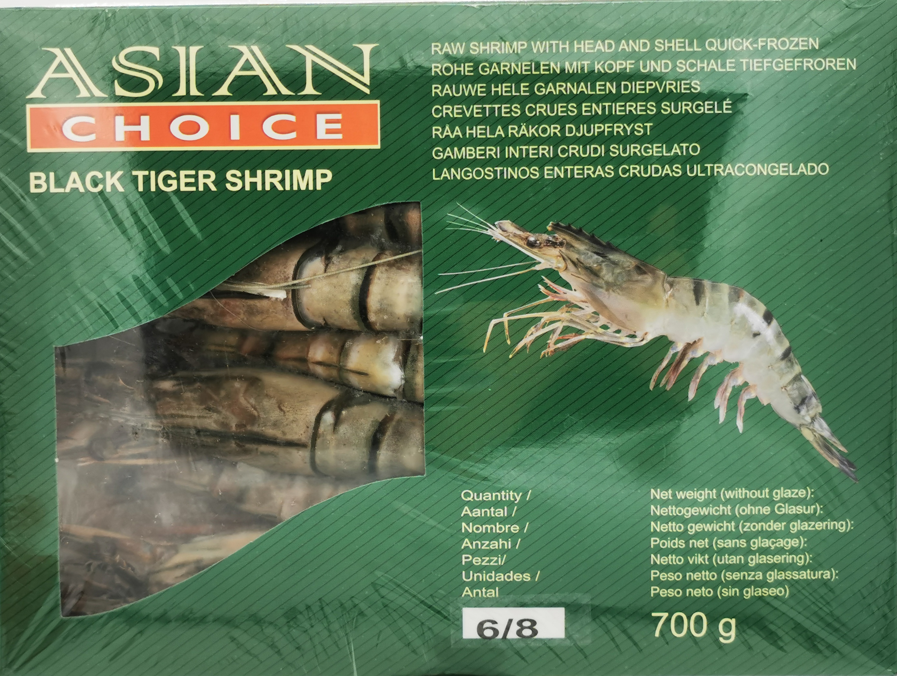 Asian Choice Black Tiger Shrimp 6/8 700g